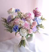 Pastel Pink Blue Purple White Rose Ranunculus Wedding Bouquet